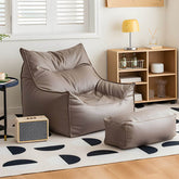 Luxurious oversized faux leather bean bag chair in black