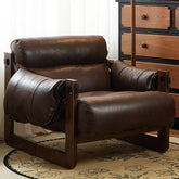 Minimalist Espresso Arm Chair from the side