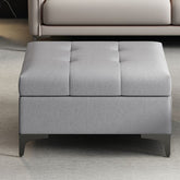 Minimalist rectangular storage ottoman in gray faux leather