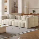 Dove grey minimalist sofa in living room