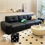 Minimalist Solid Color Ink Upholstered Sofa Couch for 3-seater side view