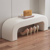 Minimalist upholstered accent bench in off-white