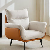 Minimalist White Arm Chair with tufted back