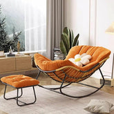 Modern black upholstered rocking chair with metal legs