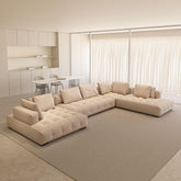 Modern L-Shape Frosted Cloth Sofa Chaise front view
