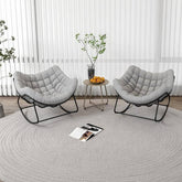 Modern rocking chair with tufted cotton upholstery
