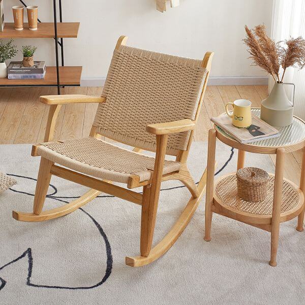 Modern Simple Style Wood Rocking Chair Couch with 2-piece Set