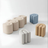 Modern Upholstered Accent Stool off-white color