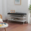 Stylish storage ottoman with metal shelves