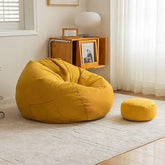 Retro orbicular armless bean bag chair in yellow