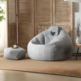 Round Fabric Bean Bag Chair in Orange Red