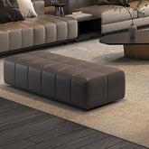 Simple upholstered sitting room bench in dove grey color