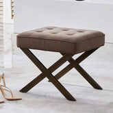 Simplistic rectangular ottoman in khaki color