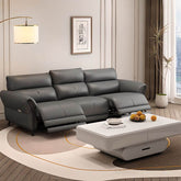 leather floor sofa in grey color