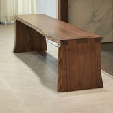 Vintage Sepia Solid Color Wooden Dining Room Banquette Seating from the side view