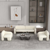 White and brown boucle sherpa accent chair with shaggy texture, perfect for living room seating main product image