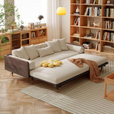 Modern 3 seater sofa bed with wooden frame and pull-out convertible design main product image