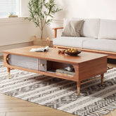Rectangular wooden coffee table with storage compartments, ideal for living room organization main product image
