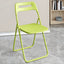 Modern collapsible open back side chair made of plastic and acrylic, ideal for kitchen and dining areas