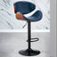 Art Deco Walnut-Trim Swivel Bar Stool with Adjustable Low-Back Comfort