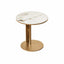 Artful Sintered Stone Side Table with Slim Round Top and Geometric Base