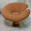 High-back modern papasan chair with linen blend upholstery and reclining feature