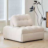 Cocochairs Teddy Fleece Lounge Sofa Bed – Cream White Pull-Out Sleeper for Small Spaces