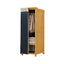 Bamboo Wardrobe Armoire With Curtain Doors and Tiered Storage