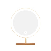 Round makeup mirror with LED light for clear, bright reflection and easy makeup application