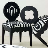 Single dining chair with black and white velvet plum blossom backrest and high-grade jacquard fabric main product image