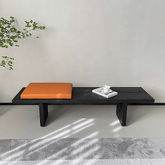 Black Ash Wood Bench with Geometric Metal Legs, Nordic Style Main Product Image