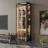 Black Modern Glass Display Cabinet with 5 Shelves Main Product Image