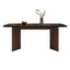 Vintage black rectangular dining table with rock tabletop and solid wood legs