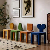 Blue matte velvet poker chair with creative artistic shape for leisure seating main product image