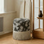 Botanical Print Tassel Round Ottoman Stool for Bedroom or Entryway