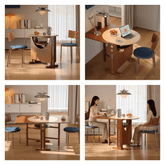 Brown Sintered Stone Round Dining Table With Drop Leaf Main Product Image