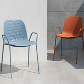 Scandinavian stackable kitchen chair with plastic and acrylic seat and metal legs main product image