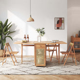 Foldable solid wood dining table and chairs set with built-in storage space for compact living main product image