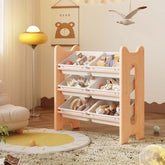 Organized children's toy storage rack with multiple shelves for easy toy sorting and accessibility main product image
