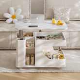 Cream lift-top coffee table with smart storage and easy mobility for modern living rooms main product image
