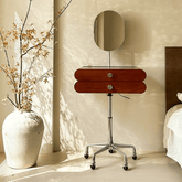 Cherry Wood Vanity Table with Swivel Base - Brown/Black Main Product Image