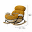 Chestnut Brown Sculptural Rocking Accent Chair With Ash Wood Base and Plush Wool Dimensions