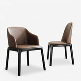 Durable coffee brown leather dining chair with whitewax wood frame, single seat main product image