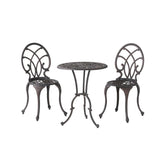 Copper Finish Metal 3-Piece Bistro Set with Floral Design Main Product Image
