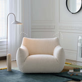 Cream Boucle Lounge Chair with 360° Swivel Design Main Product Image