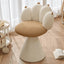Cream Boucle Swivel Vanity Stool with Cat Paw Back and Steel Base