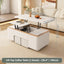 Cream-Toned Lift Top Coffee Table With Foldable Storage and Casters