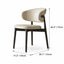 Curved Upholstered Dining Chair Series in Oak and Ash Wood Tones Dimensions