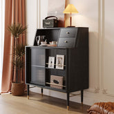 Black side cabinet with double large storage compartments for spacious organization main product image