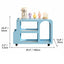 Dopamine Blue Side Table with Rounded Frame, Glass Shelf Storage Dimensions